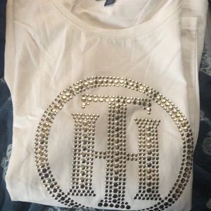 NWOT Never Worn Tommy Hilfiger White Long Sleeve Studded Stretch Shirt